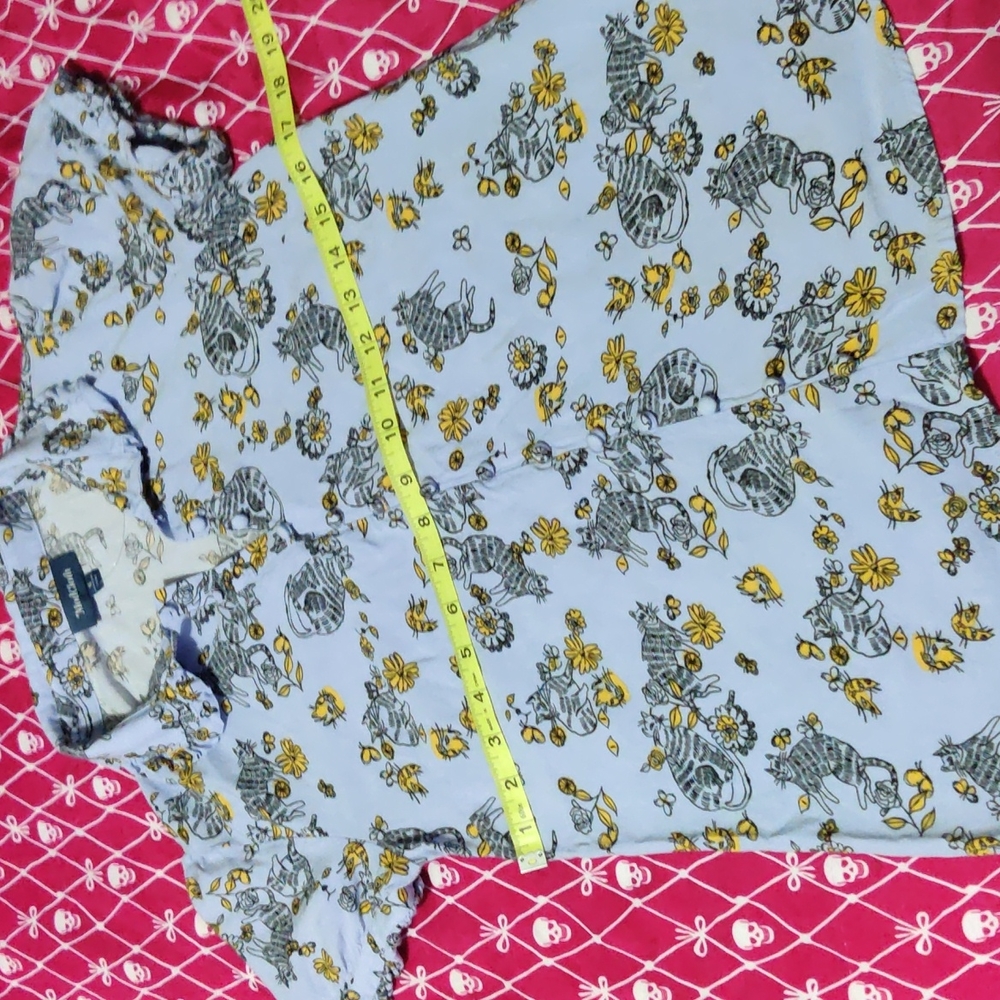 Modcloth Floral/Cat Print Blouse